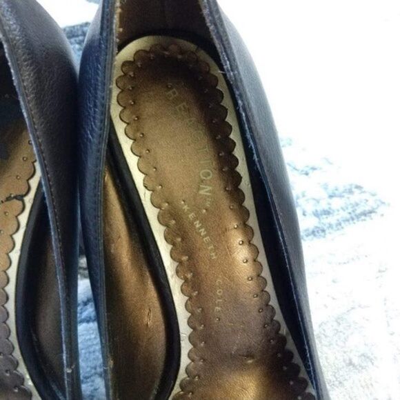 Kenneth Cole Reaction Leather Heels Peep Toe Brown Platform Size 8 - Picture 7 of 10